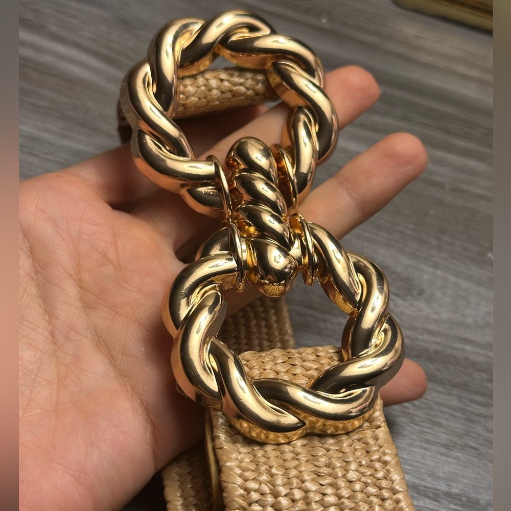 Elegant Gold Chain Tan Belt